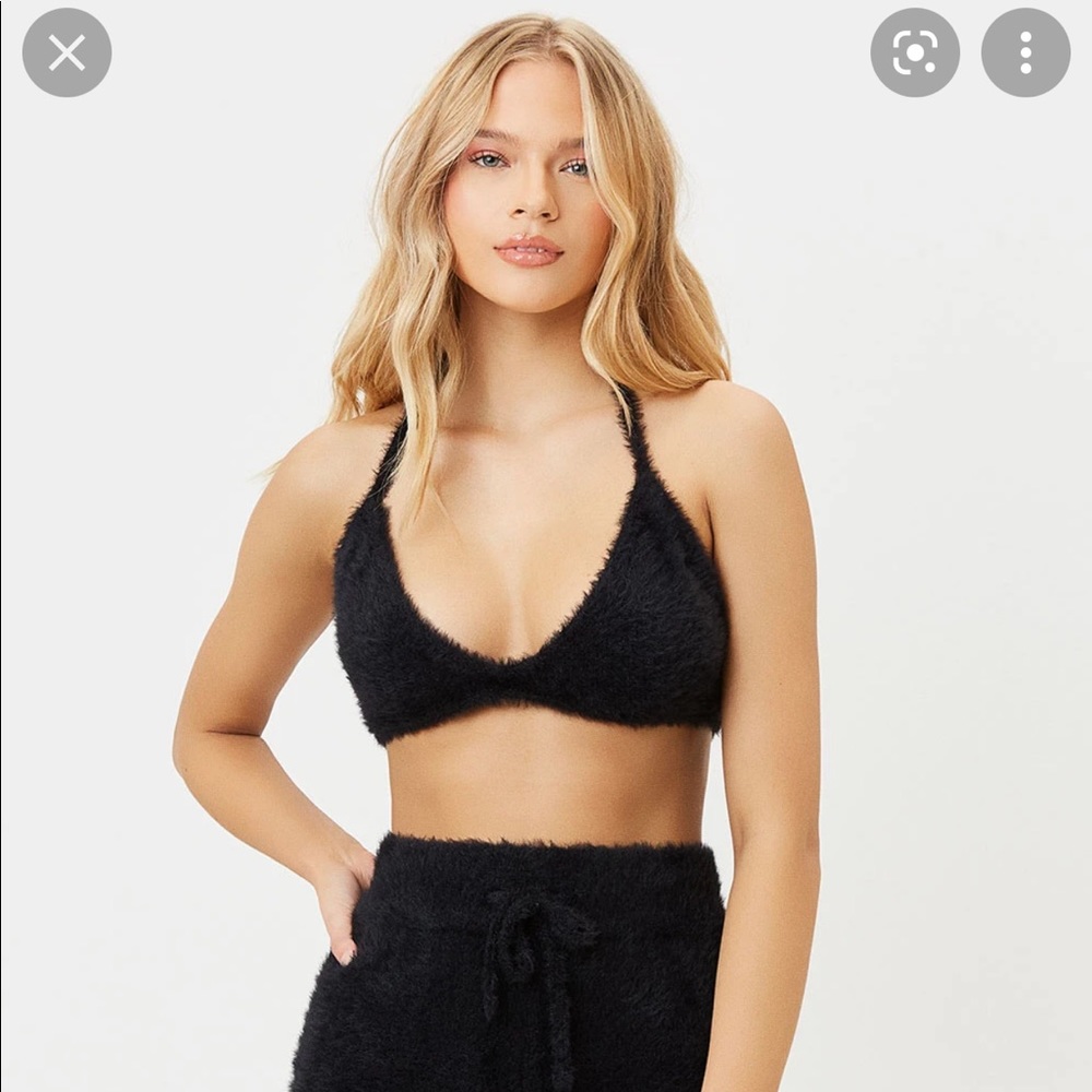 Frankie Bikini Furry Black Bra Top size small brand new